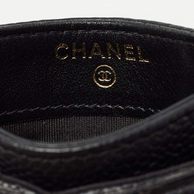 مملوكة مسبقًا Chanel Black Caviar Leather CC Filigree Card Holder