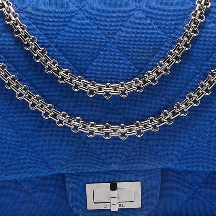 Pre Owned Chanel Blue Jersey Classic 227 Reissue 2.55 Flap Bag
