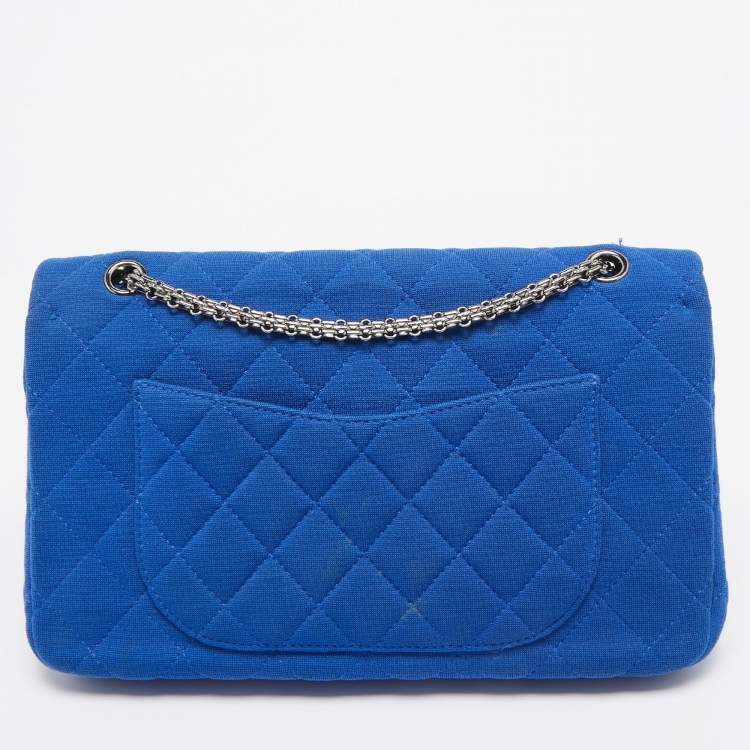 Pre Owned Chanel Blue Jersey Classic 227 Reissue 2.55 Flap Bag