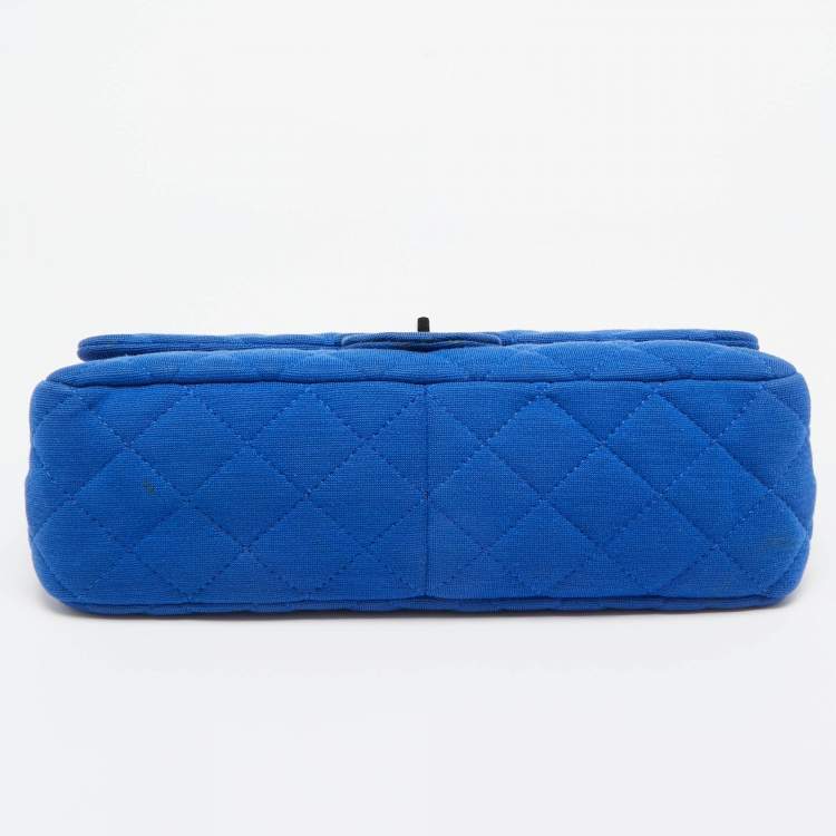 Pre Owned Chanel Blue Jersey Classic 227 Reissue 2.55 Flap Bag