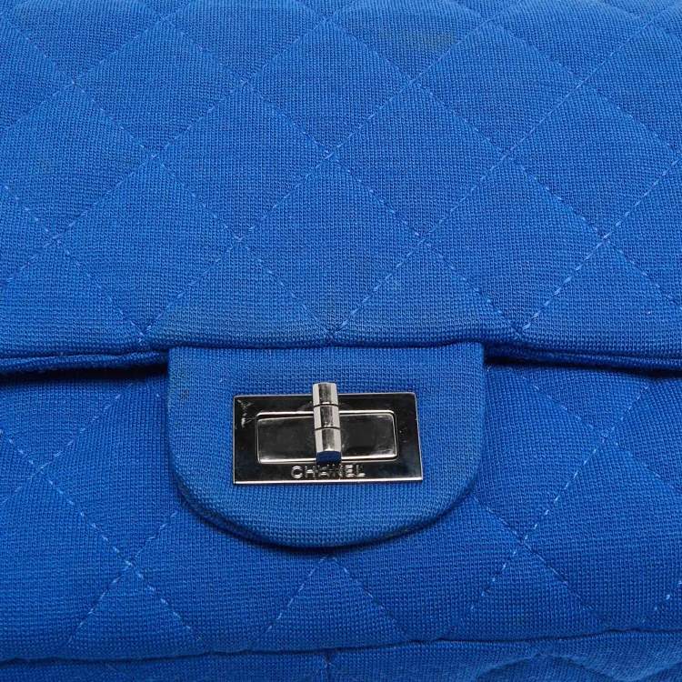 Pre Owned Chanel Blue Jersey Classic 227 Reissue 2.55 Flap Bag