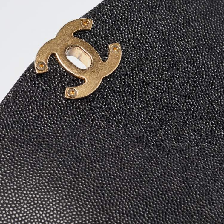 Pre Owned Chanel Black Quilted Leather CC Chain Scarf Top Handle Bag