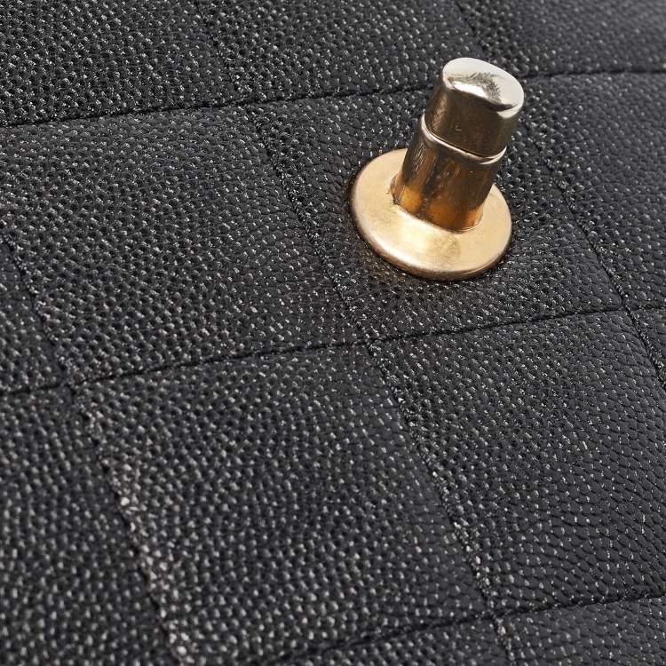 Pre Owned Chanel Black Quilted Leather CC Chain Scarf Top Handle Bag