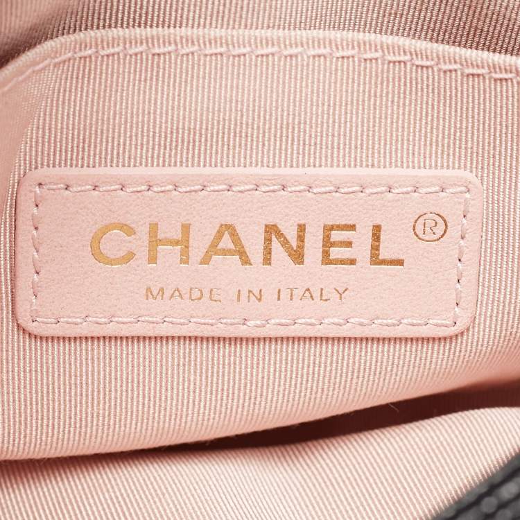 Pre Owned Chanel Black Quilted Leather CC Chain Scarf Top Handle Bag