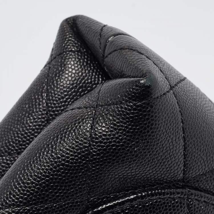 Pre Owned Chanel Black Quilted Leather CC Chain Scarf Top Handle Bag