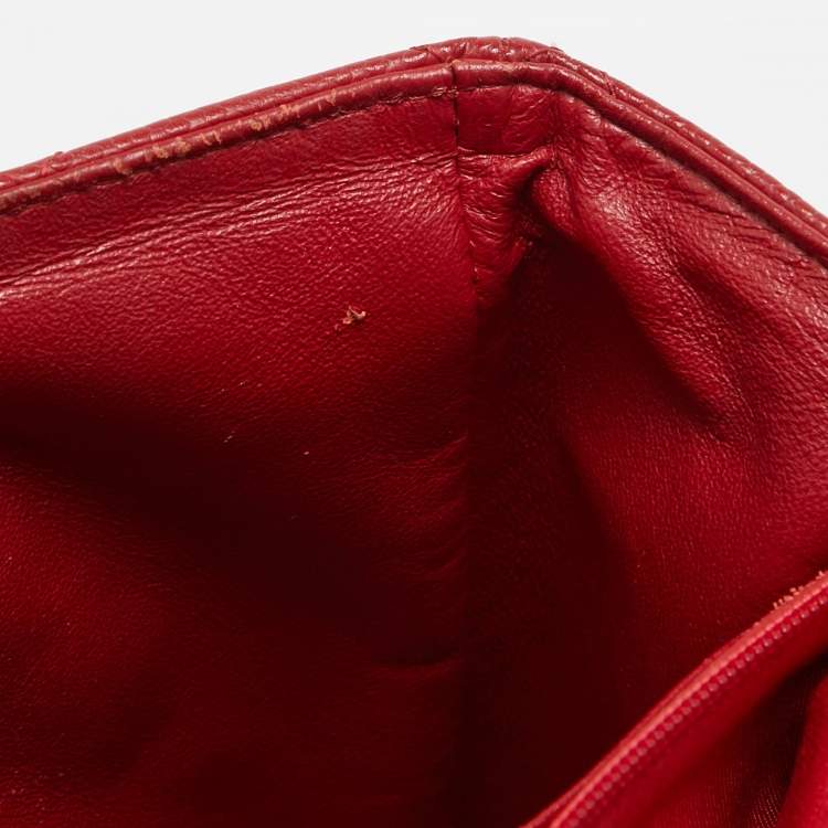 Pre Owned Chanel Red Quilted Caviar Leather Maxi Classic Single Flap Bag