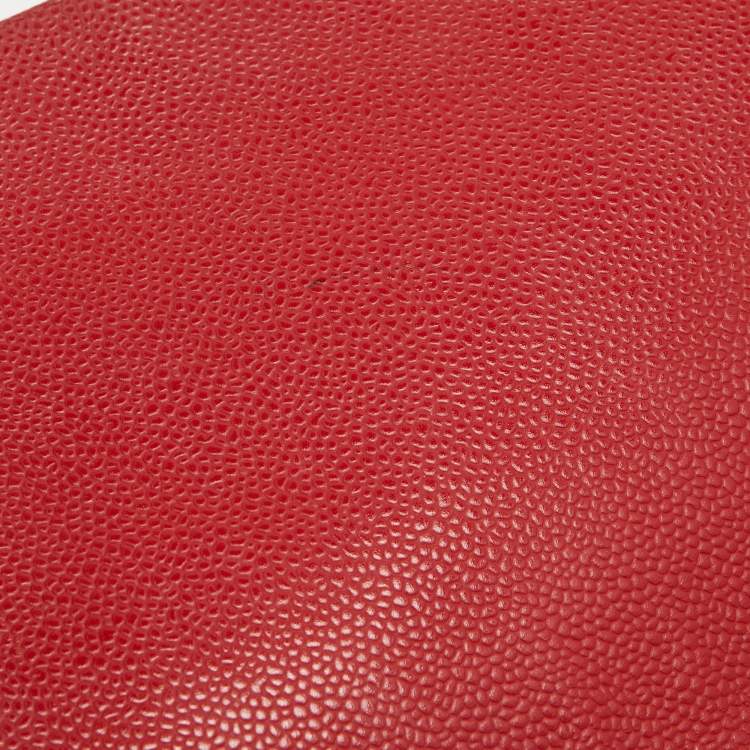 Pre Owned Chanel Red Quilted Caviar Leather Maxi Classic Single Flap Bag