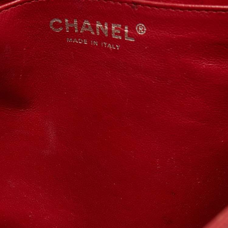 Pre Owned Chanel Red Quilted Caviar Leather Maxi Classic Single Flap Bag