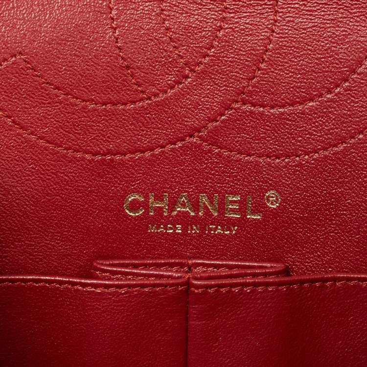 Pre Owned Chanel Red Gingham Tweed Classic 225 Reissue 2.55 Flap Bag
