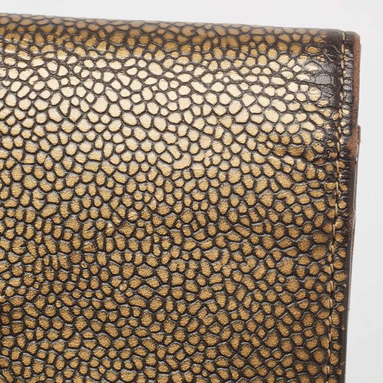 Pre Owned Chanel Gold Leather Timeless CC L Yen Wallet