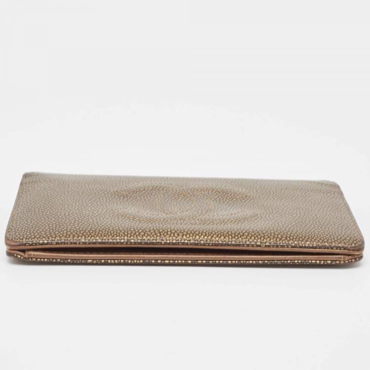 Pre Owned Chanel Gold Leather Timeless CC L Yen Wallet
