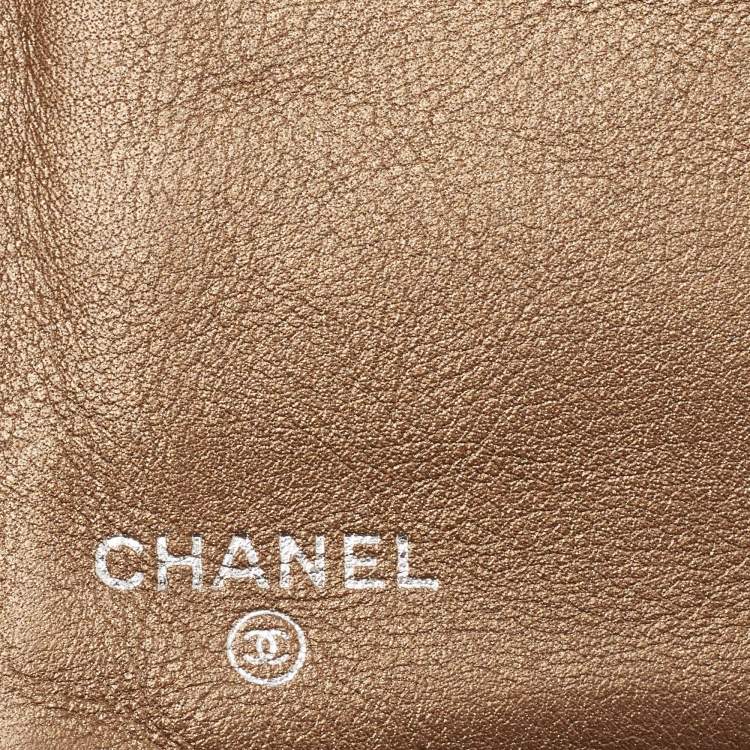 Pre Owned Chanel Gold Leather Timeless CC L Yen Wallet