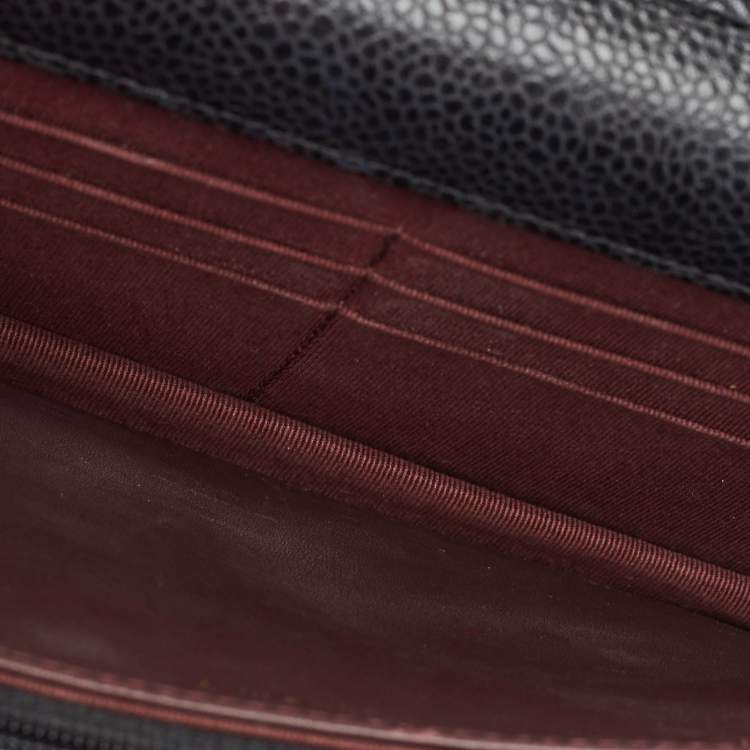 Pre Owned Chanel Black Quilted Caviar Leather Classic Wallet on Chain 