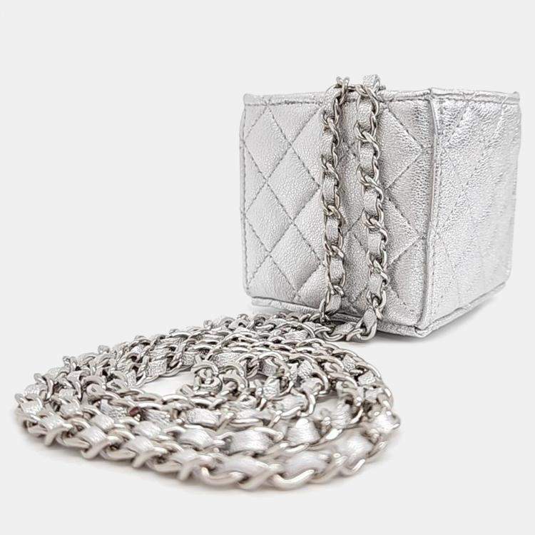 Pre Owned Chanel Silver Mini Bucket Chain Bag