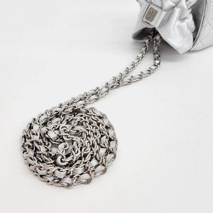 Pre Owned Chanel Silver Mini Bucket Chain Bag