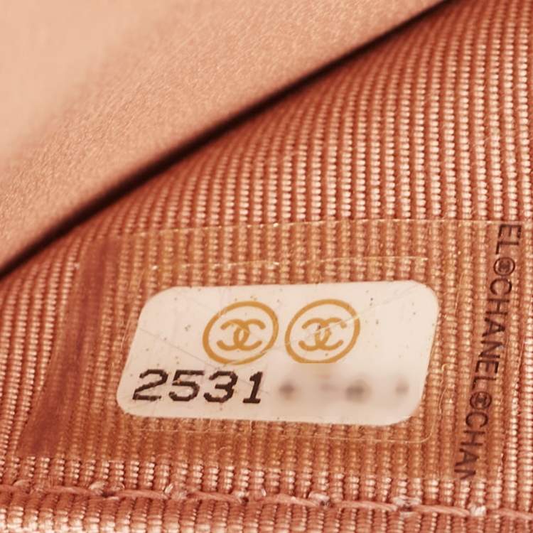 Pre Owned Chanel Peach Pink Quilted Leather Classic Wallet on Chain 