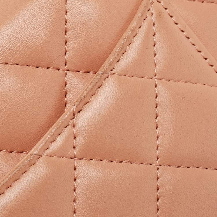 Pre Owned Chanel Peach Pink Quilted Leather Classic Wallet on Chain 