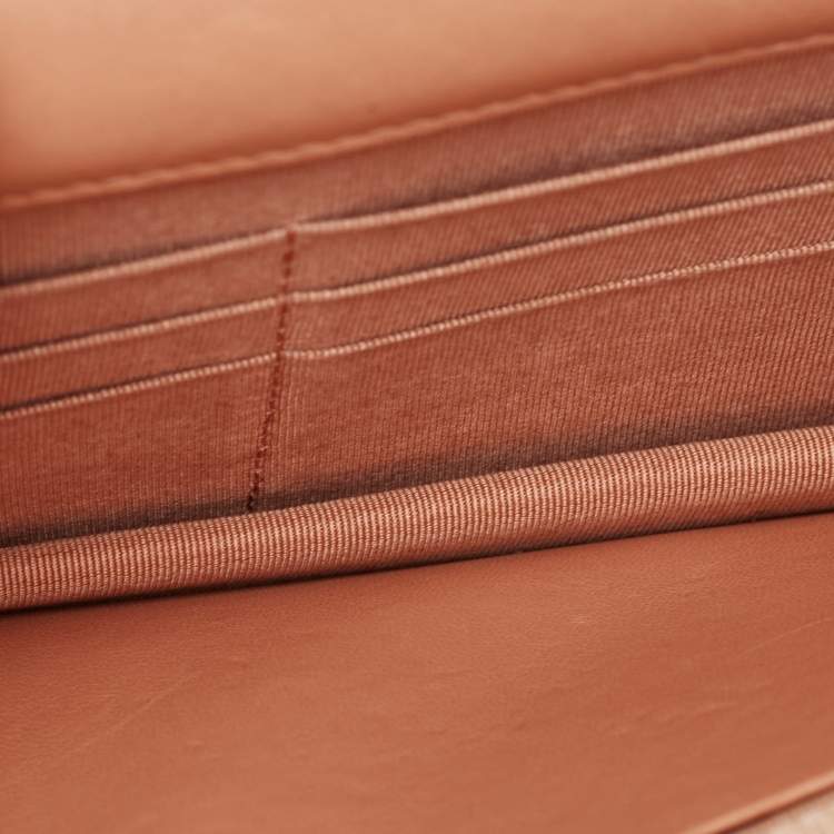 Pre Owned Chanel Peach Pink Quilted Leather Classic Wallet on Chain 