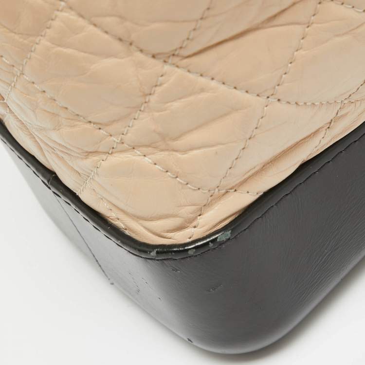 Pre Owned Chanel Black/Peach Quilted Aged Leather Small Gabrielle Backpack