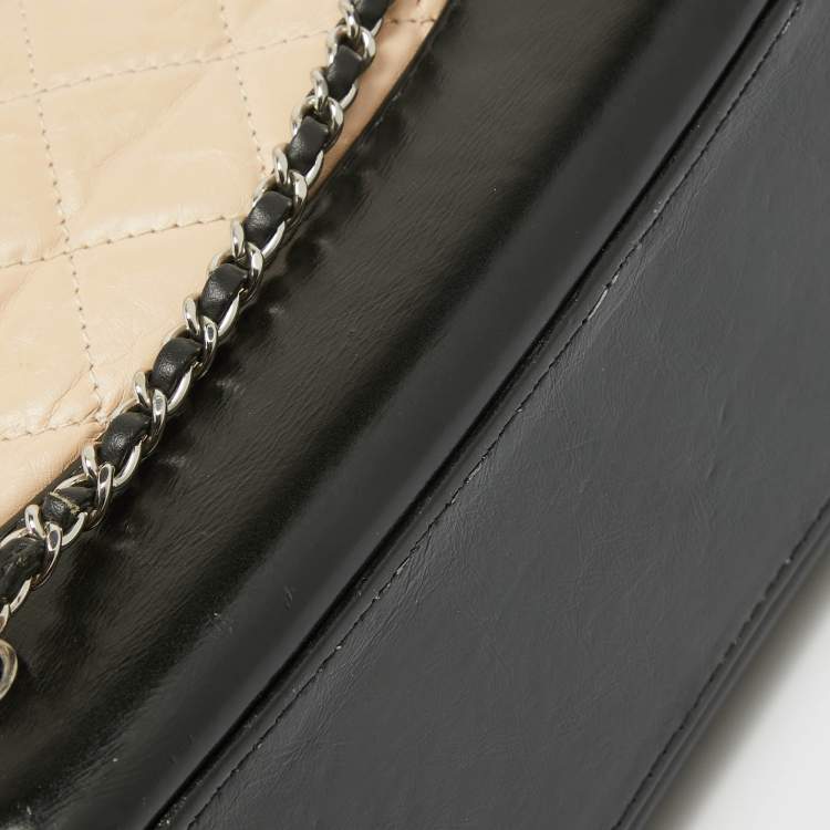 Pre Owned Chanel Black/Peach Quilted Aged Leather Small Gabrielle Backpack