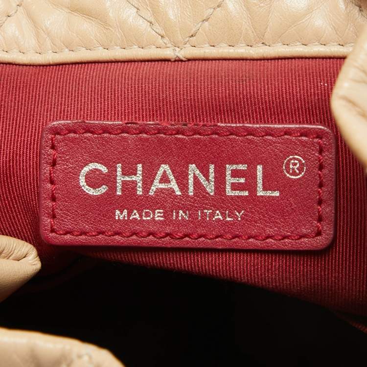 Pre Owned Chanel Black/Peach Quilted Aged Leather Small Gabrielle Backpack