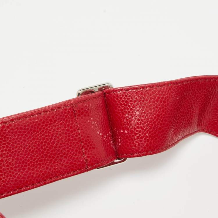 Pre Owned Chanel Red Quilted Caviar Leather XL Classic Flap Messenger Bag