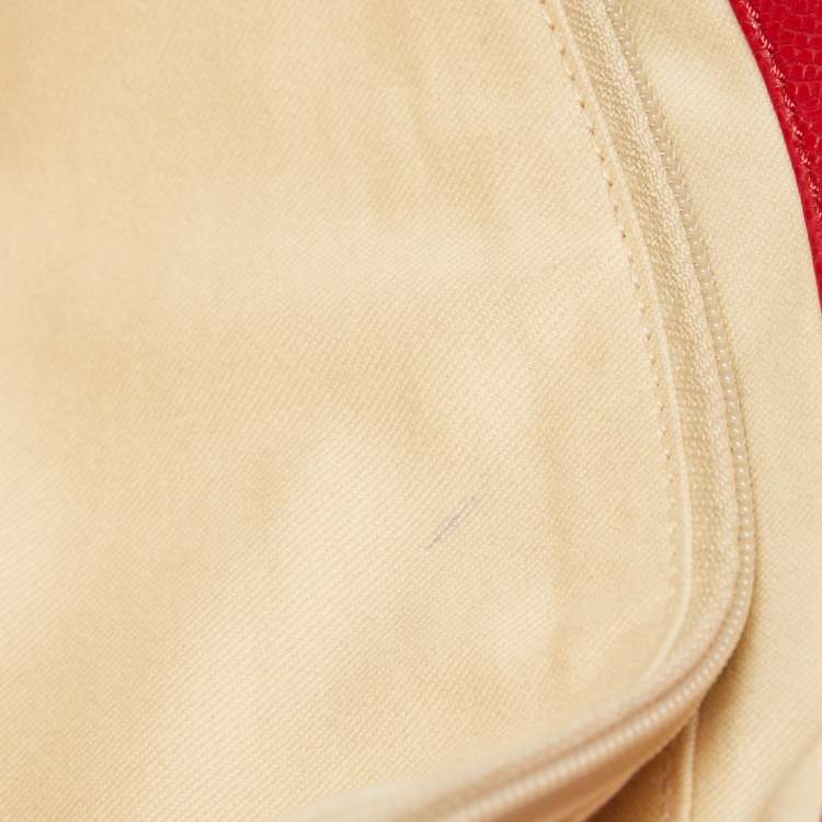 Pre Owned Chanel Red Quilted Caviar Leather XL Classic Flap Messenger Bag