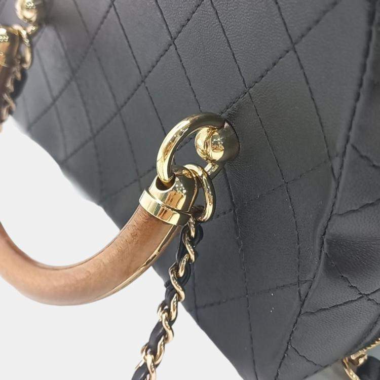 Pre Owned Chanel Black Leather Vanity Cosmetic Bag