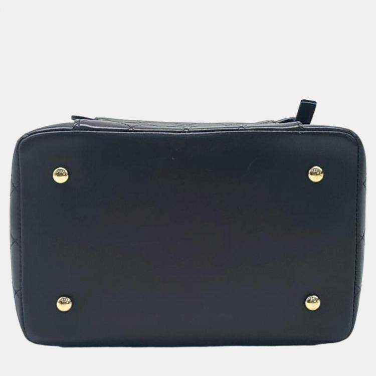 Pre Owned Chanel Black Leather Vanity Cosmetic Bag