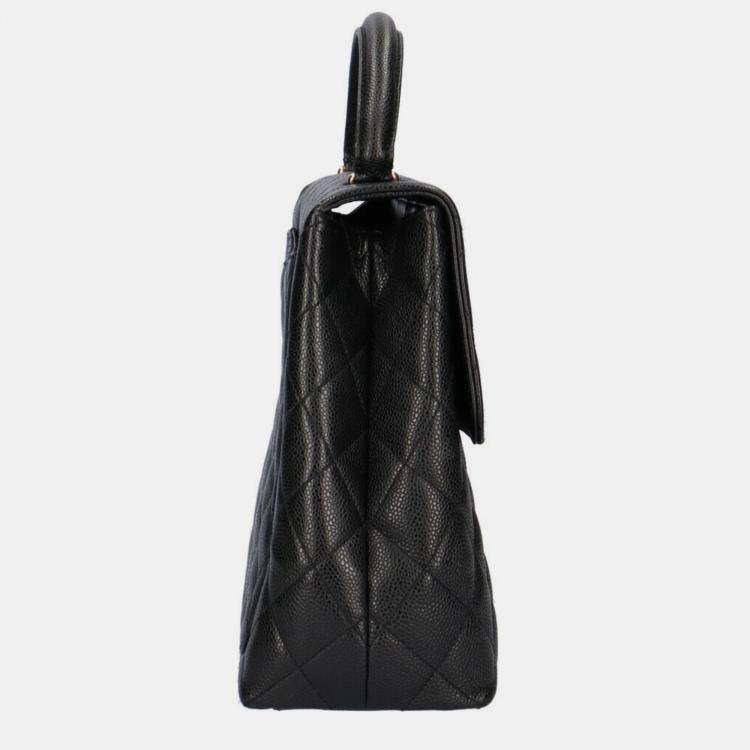 Pre Owned Chanel Black Caviar Leather Vintage Kelly Bag