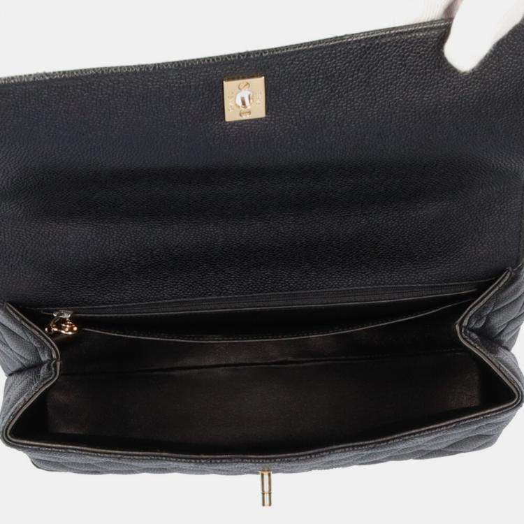 Pre Owned Chanel Black Caviar Leather Vintage Kelly Bag