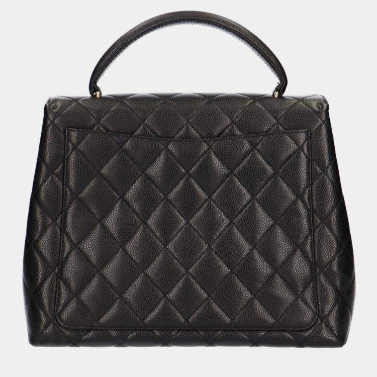 Pre Owned Chanel Black Caviar Leather Vintage Kelly Bag