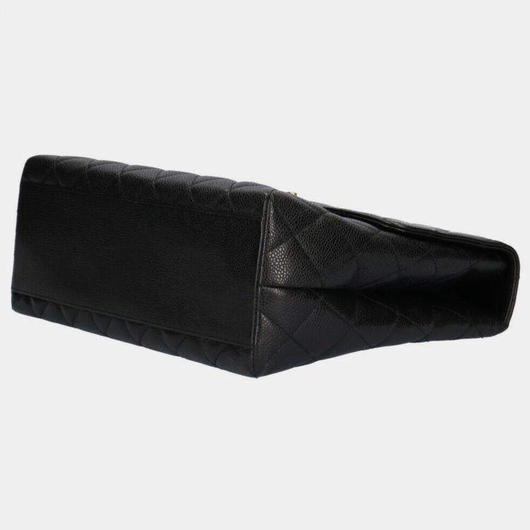 Pre Owned Chanel Black Caviar Leather Vintage Kelly Bag