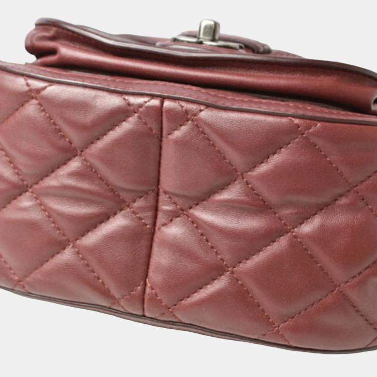 Pre Owned Chanel Burgundy Leather Paris-Salzburg Quilted Saddle Bag