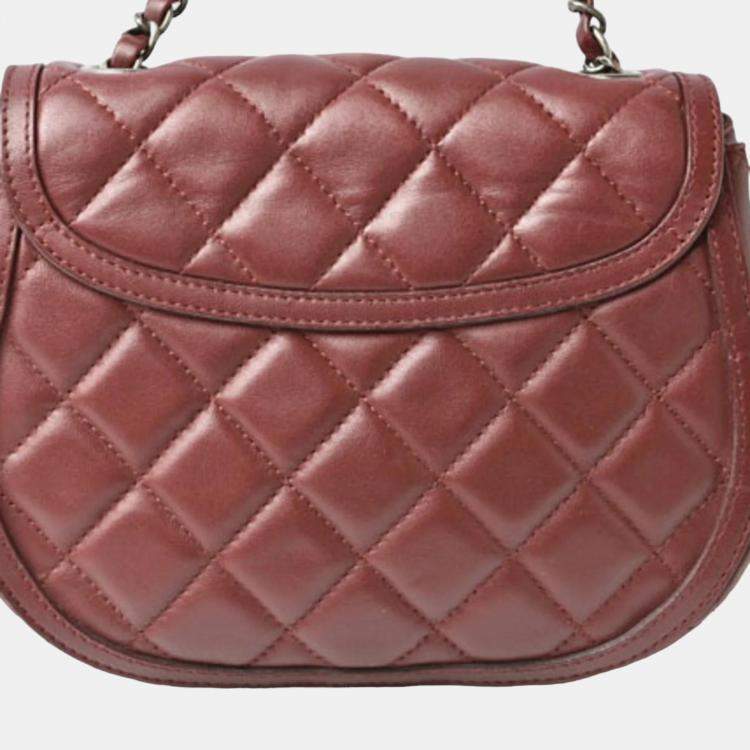 Pre Owned Chanel Burgundy Leather Paris-Salzburg Quilted Saddle Bag