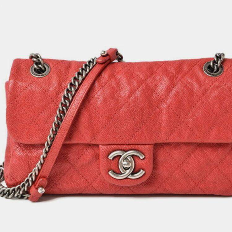 Pre Owned Chanel Red Caviar Quilted Mini Simply CC Flap Bag