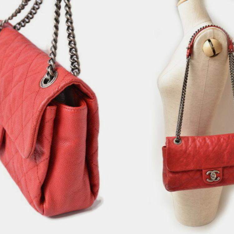 Pre Owned Chanel Red Caviar Quilted Mini Simply CC Flap Bag