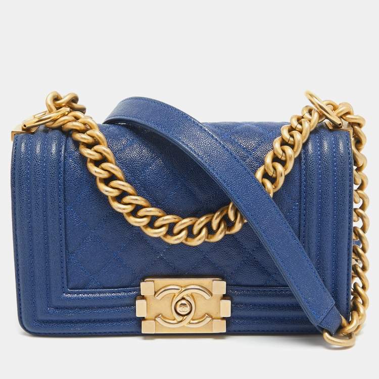 Chanel Navy Blue Leather Mini Boy Bag Chanel TLC