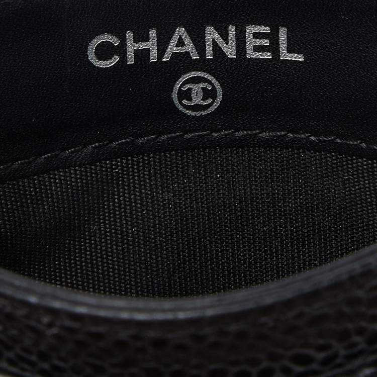 Pre Owned Chanel Black Caviar Leather CC Card Holder