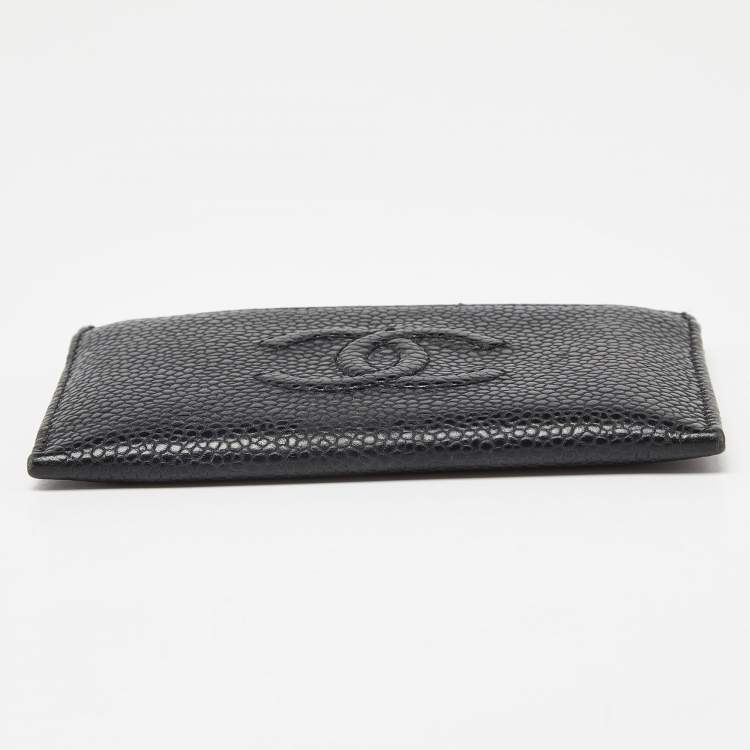 Pre Owned Chanel Black Caviar Leather CC Card Holder