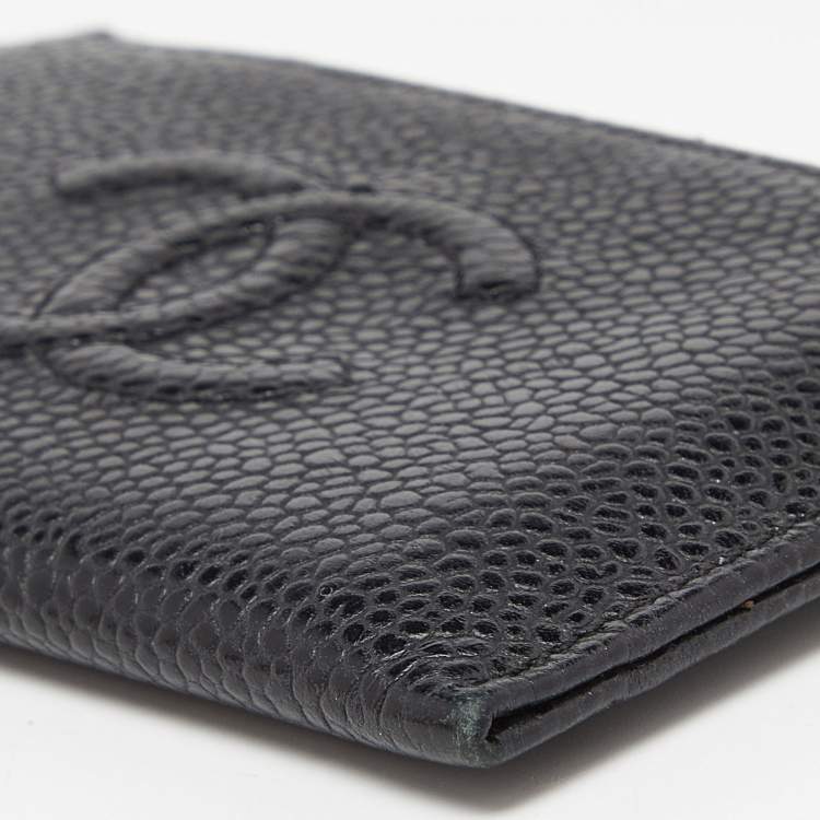 Pre Owned Chanel Black Caviar Leather CC Card Holder
