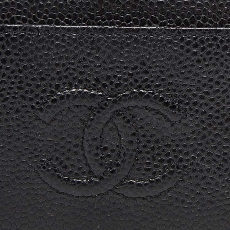 Pre Owned Chanel Black Caviar Leather CC Card Holder
