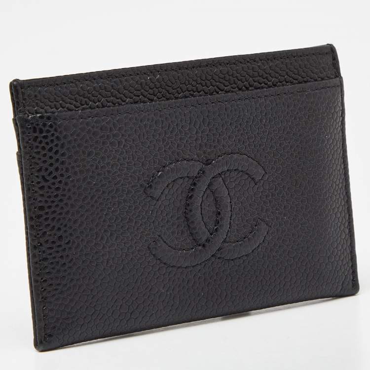 Pre Owned Chanel Black Caviar Leather CC Card Holder