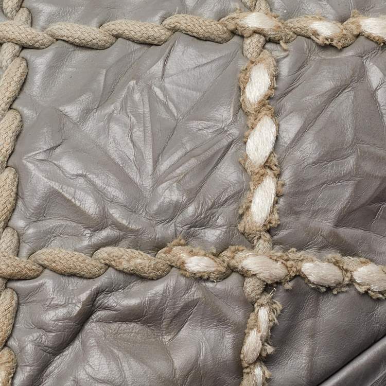 Pre Owned Chanel Grey Quilted Crinkled Leather Ultra Stitch Classic Flap Bag