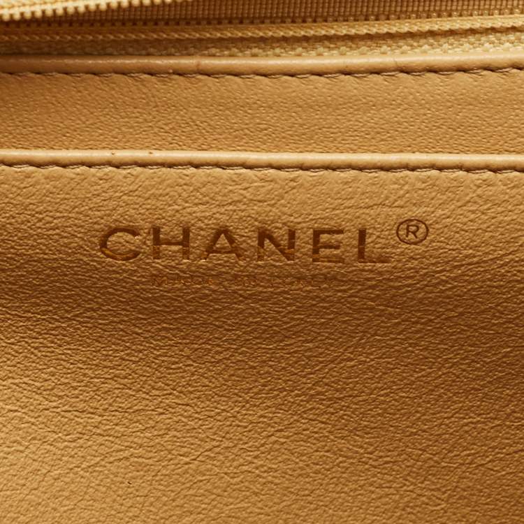 Pre Owned Chanel Gold Quilted Patent Leather Maxi Classic Single Flap Bag