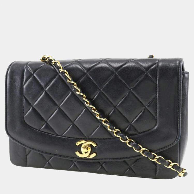 مملوكة مسبقًا Chanel Black Leather Medium Vintage Diana Shoulder Bag