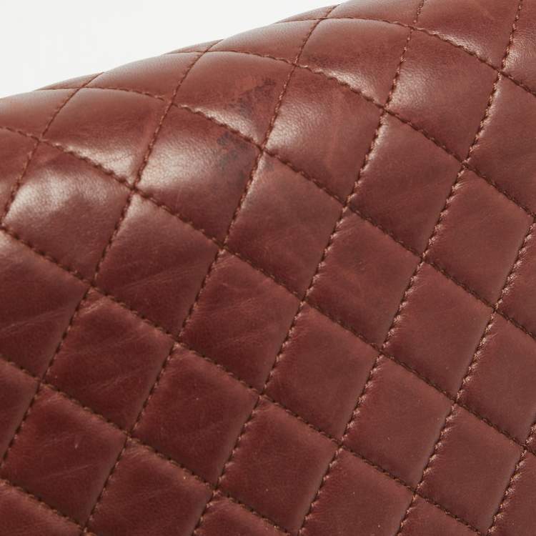 Pre Owned Chanel Burgundy Quilted Leather Large Boy Bag