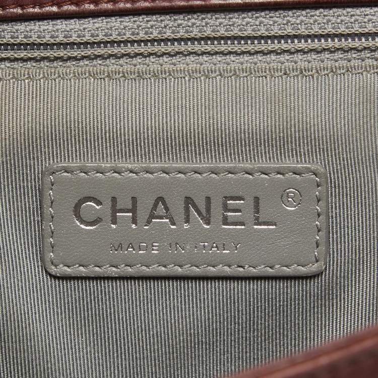 Pre Owned Chanel Burgundy Quilted Leather Large Boy Bag