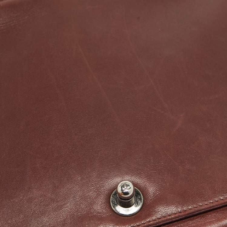 Pre Owned Chanel Burgundy Quilted Leather Large Boy Bag