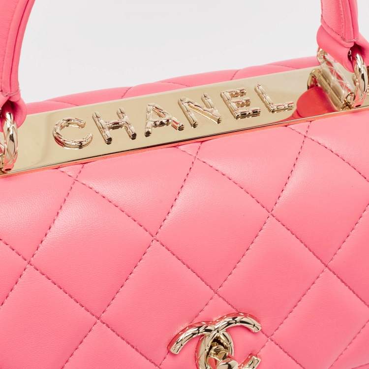 Pre Owned Chanel Pink Quilted Leather Small Trendy CC Top Handle Bag